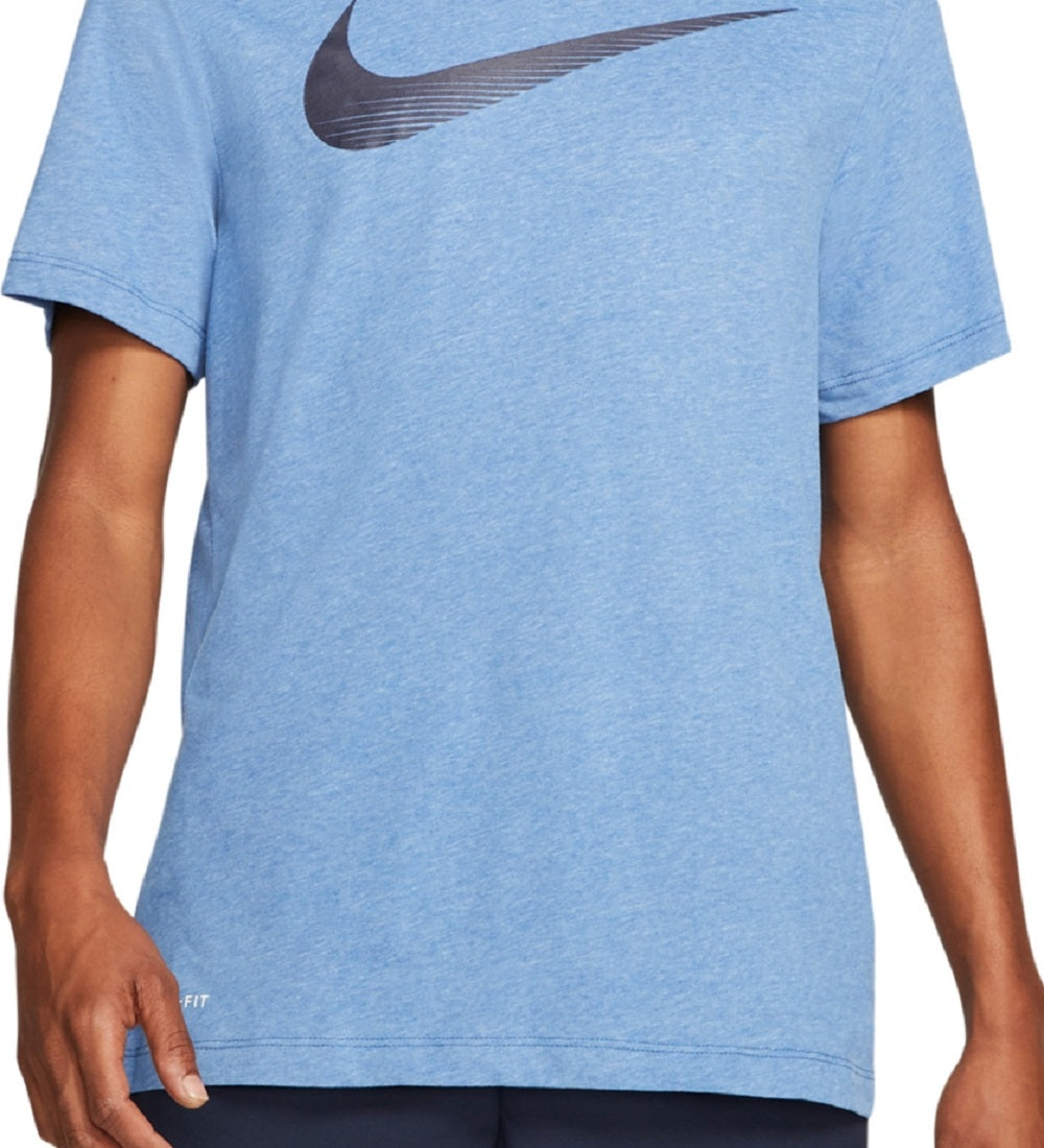 Camiseta Nike Dri Fit Swoosh Masculina Azul Tamanho Médio