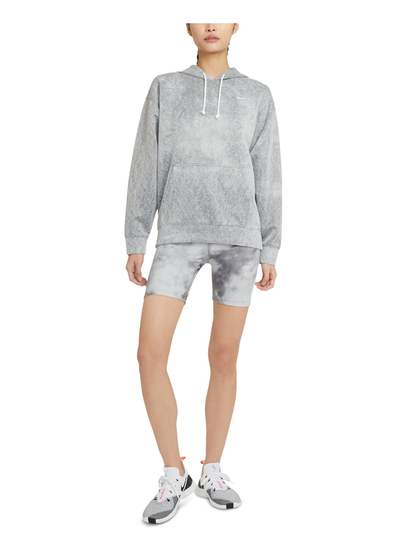 Moletom com capuz Nike Icon Clash feminino cinza, tamanho pequeno