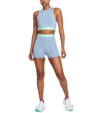 Shorts esportivos Nike Pro Space Dyed Fitted feminino, verde, tamanho médio