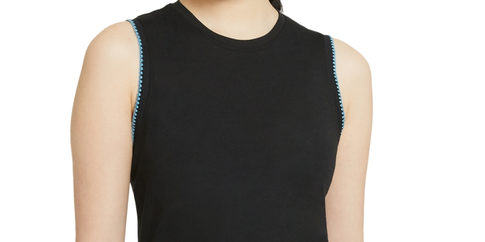 Regata Nike Feminina com Acabamento em Crochê para Yoga, Preta, Tamanho GG