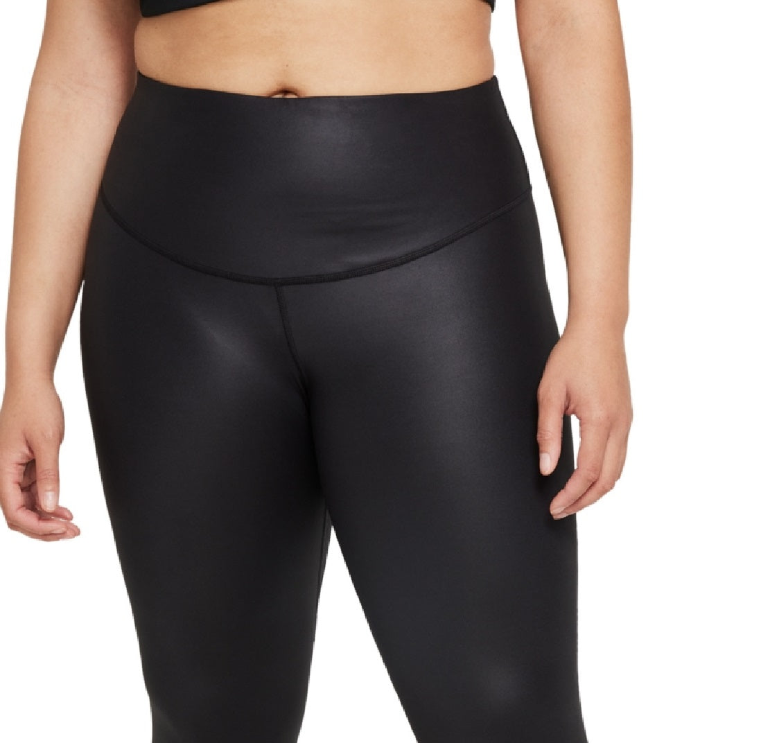 Legging Nike One Faux Leather 7/8 Feminina Preta Tamanho 1X