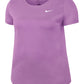 Camiseta de treino Nike Dry Legend feminina, roxa, tamanho 2X