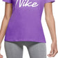 Camiseta de treino Nike Dri Fit Script Logo feminina, roxa, tamanho grande