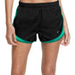 Shorts de corrida Nike Dri Fit Tempo feminino, verde, tamanho médio