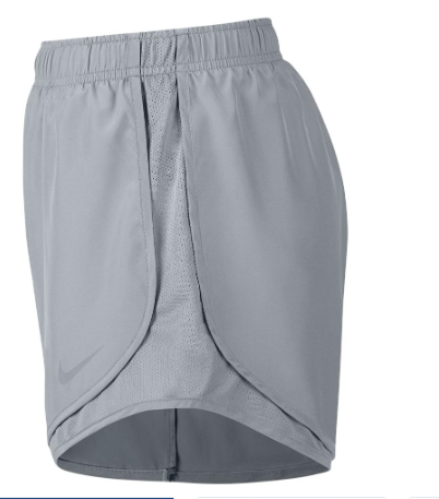 Shorts de corrida Nike Dri Fit Solid Tempo feminino, cinza, tamanho médio