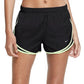 Shorts de corrida Nike Dri Fit Solid Tempo feminino, preto, tamanho extragrande