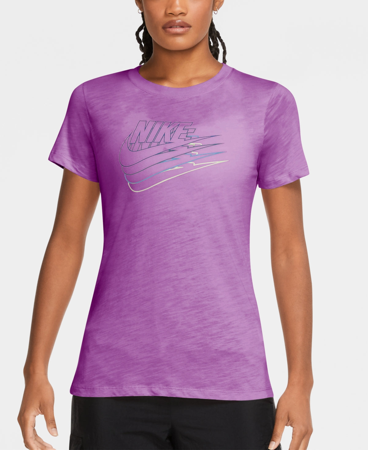 Camiseta Nike Sportswear Cotton Logo Feminina Roxa Tamanho Grande
