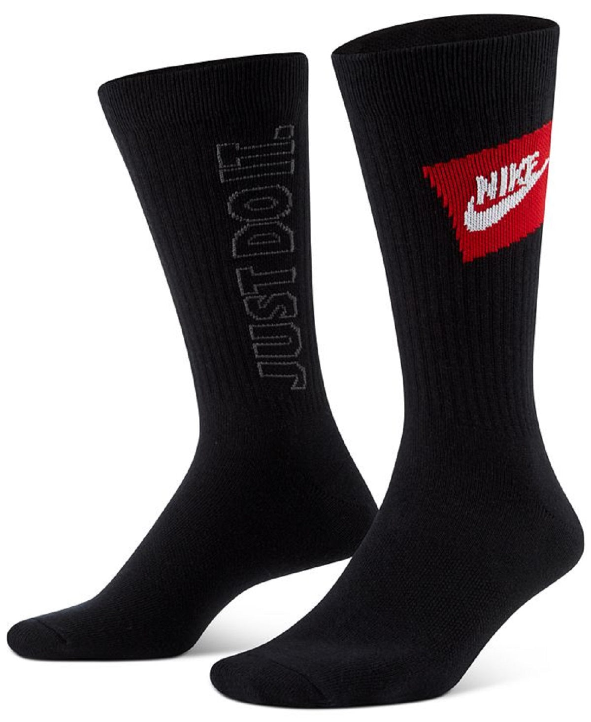 Meias Nike Essential Crewsock Masculinas Everyday Pack com 3 unidades, Pretas, Tamanho Grande