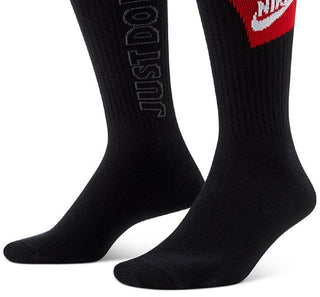 Meias Nike Essential Crewsock Masculinas Everyday Pack com 3 unidades, Pretas, Tamanho Grande