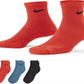 Pacote com 3 meias de treino Nike Everyday Cushion Ankle para homem, vermelhas, tamanho grande