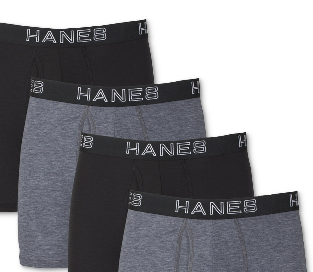Cuecas boxer Hanes masculinas Ultimate Comfort Flex Fit ultramacias, pacote com 4, pretas, tamanho extragrande