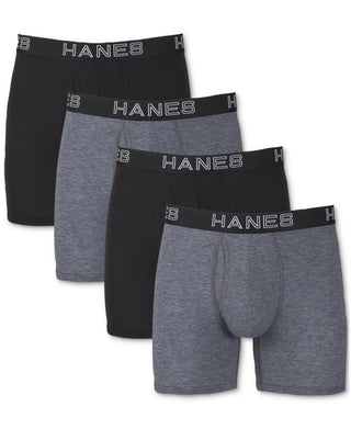 Hanes Men's 4 Pk Ultimate Comfort Flex Fit Ultra Soft Boxer Briefs Black Size X-Large