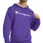 Moletom com capuz Champion masculino com logotipo Powerblend, roxo, tamanho médio