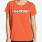 Camiseta feminina Champion com logotipo laranja, tamanho 2X