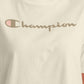 Camiseta curta feminina Champion com logo marrom, tamanho grande