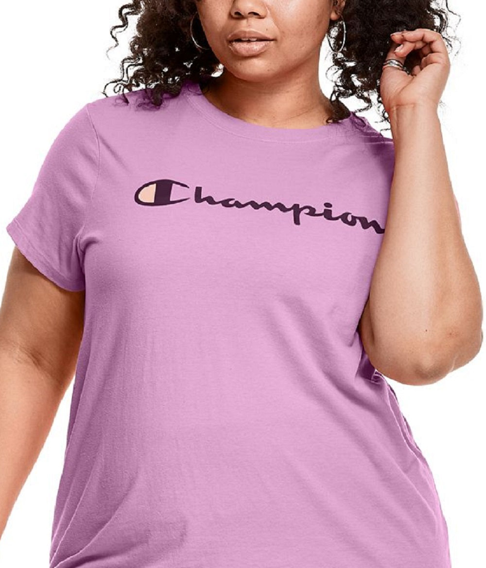 Camiseta feminina Champion Classic Logo Graphic Roxa Tamanho 2X