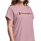 Camiseta feminina Champion Classic Logo Graphic Rosa Tamanho 1X