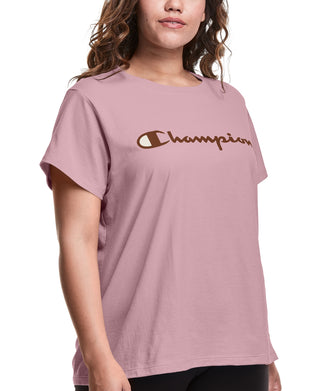 Champion Women's Classic Logo Graphic T-Shirt Pink Size 1X