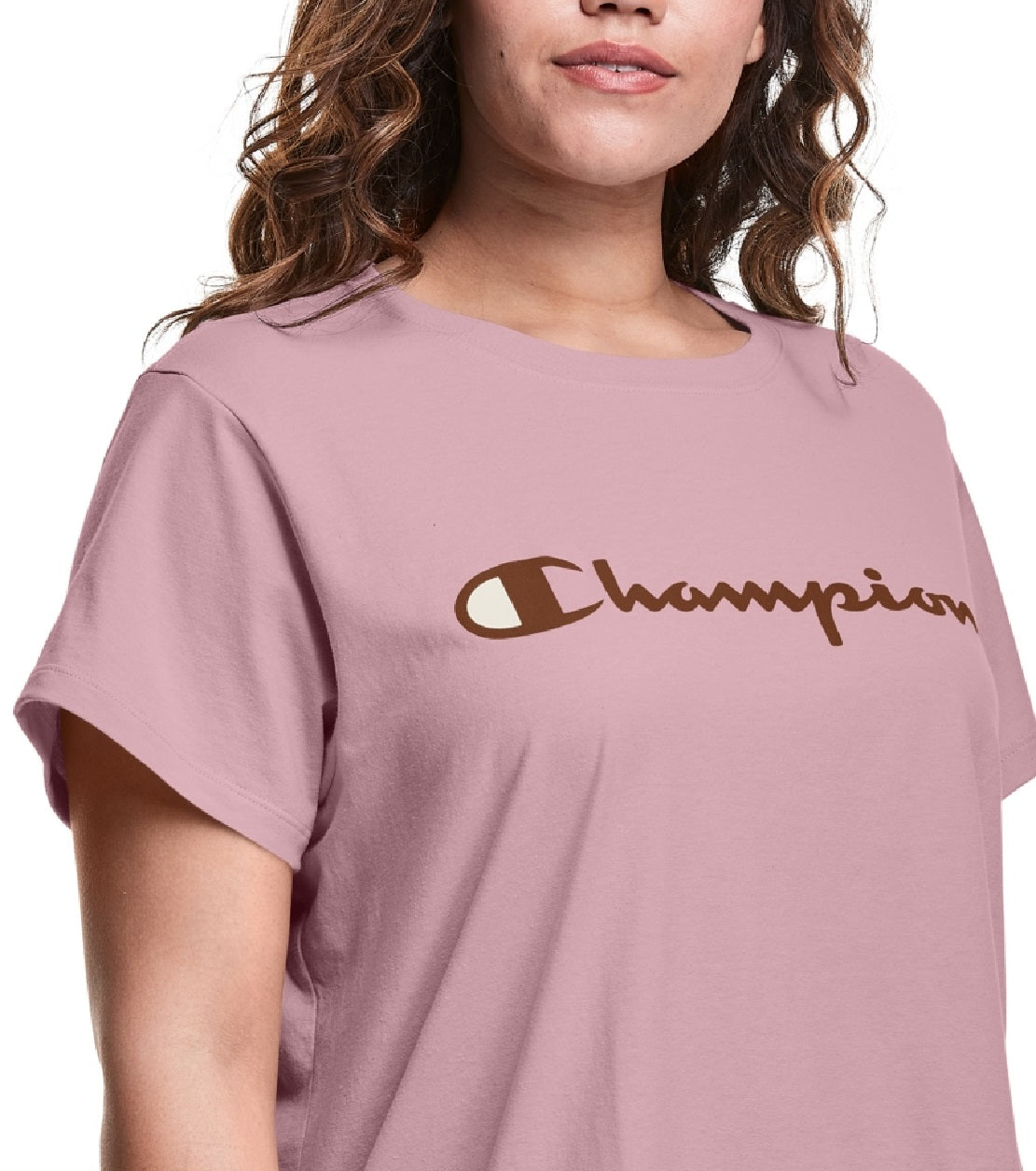Camiseta feminina Champion Classic Logo Graphic Rosa Tamanho 2X