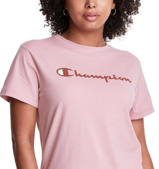 Camiseta Champion Classic Logo Feminina Rosa
