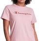 Camiseta Champion Classic Logo Feminina Rosa Tamanho Grande