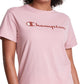 Camiseta Champion Classic Logo Feminina Rosa Tamanho Grande