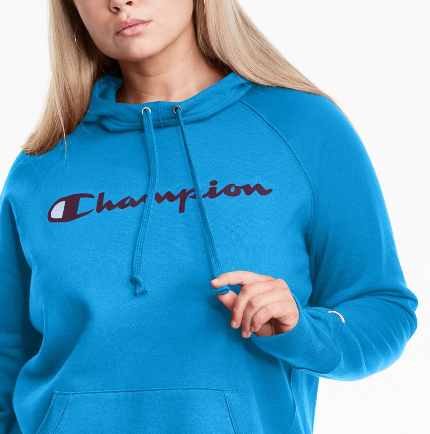Moletom com capuz Champion Powerblend Logo Feminino Azul Tamanho 2X