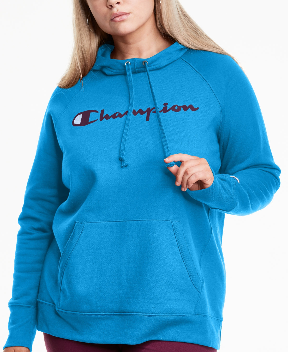 Moletom com capuz Champion Powerblend Logo Feminino Azul Tamanho 2X