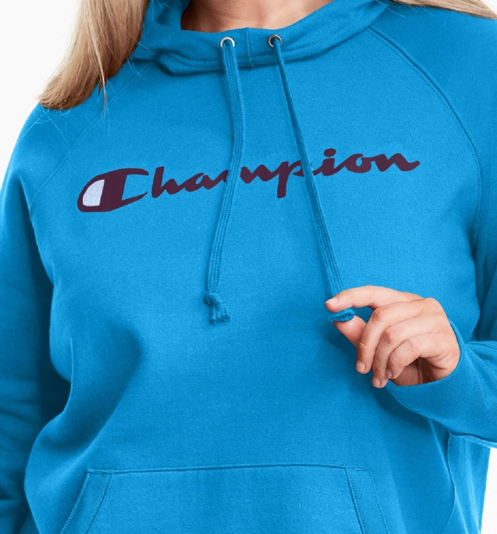 Moletom com capuz Champion Powerblend Logo Feminino Azul Tamanho 3X
