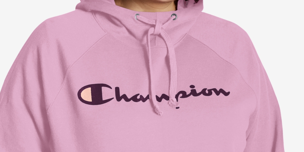 Moletom com capuz Champion Powerblend Logo Feminino Rosa Tamanho 1X