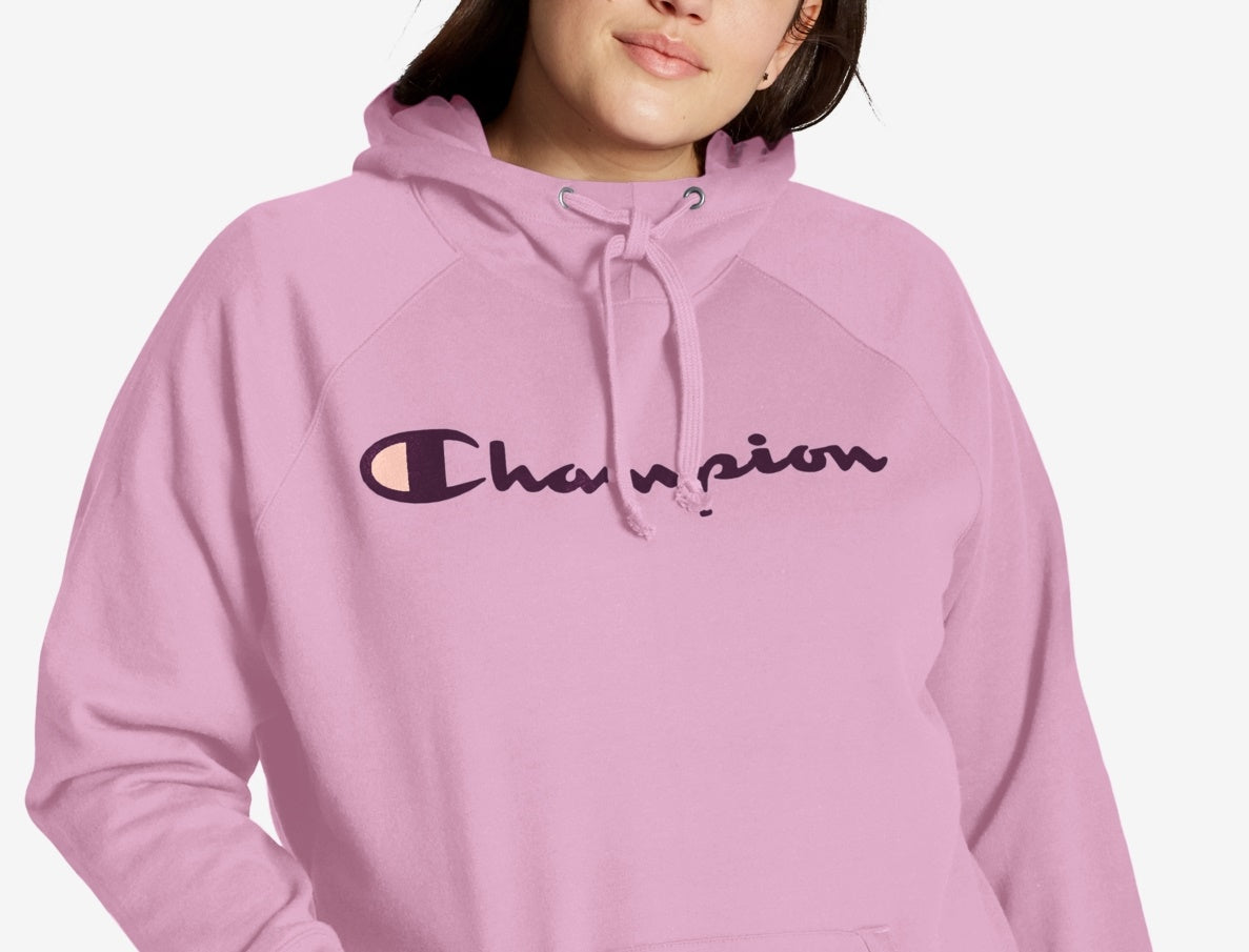 Moletom com capuz Champion Powerblend Logo Feminino Rosa Tamanho 2X