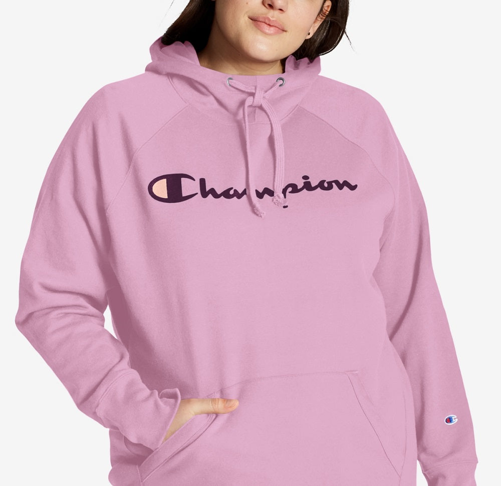 Moletom com capuz Champion Powerblend Logo Feminino Rosa Tamanho 3X