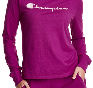 Camiseta feminina Champion Classic manga comprida roxa tamanho pequeno