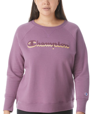 Moletom Champion Powerblend Logo Boyfriend Feminino Roxo Tamanho 3X