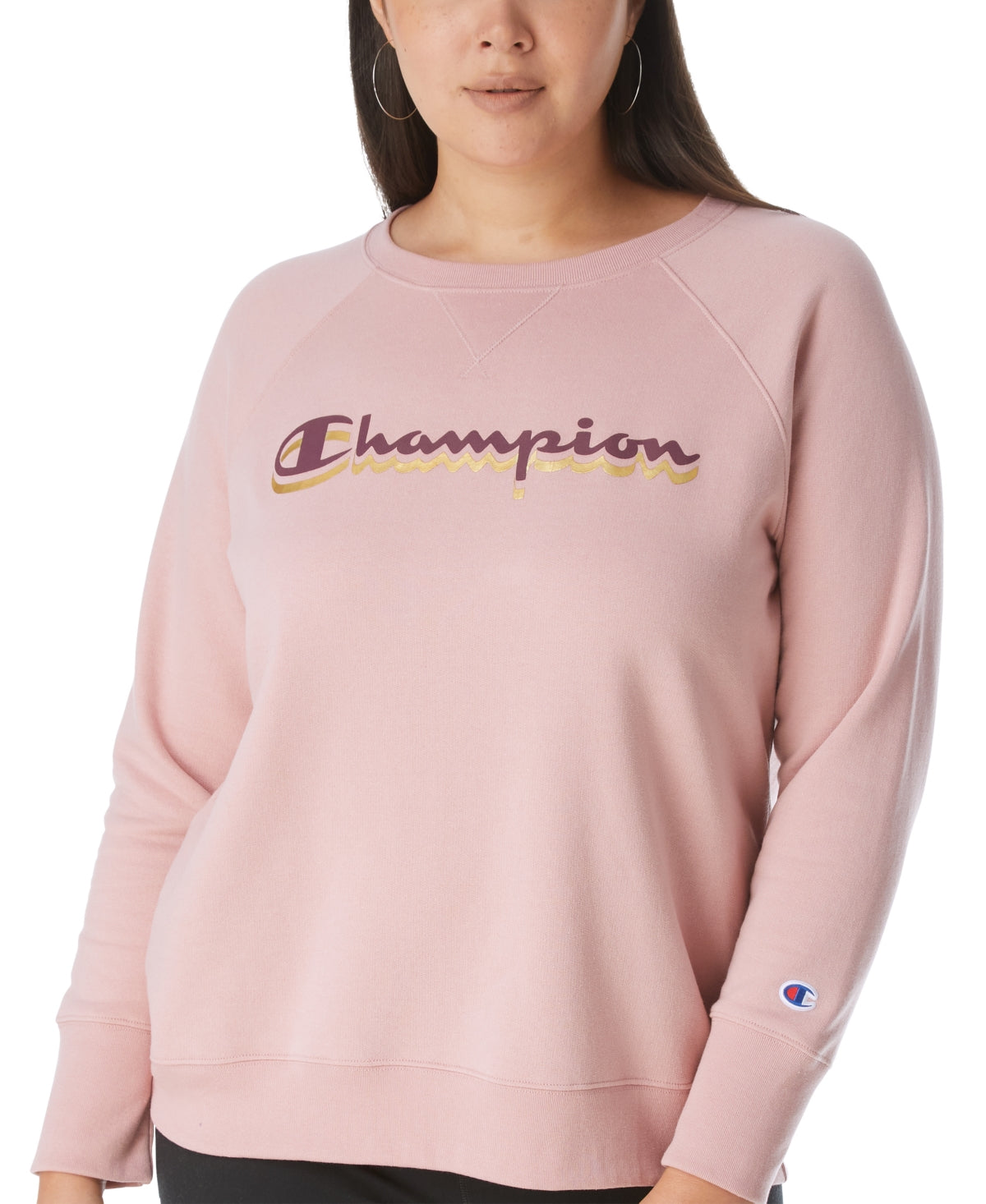 Moletom Champion Plus Powerblend Logo Boyfriend Feminino Rosa Tamanho 1X