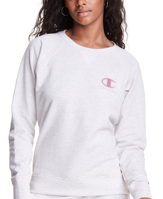 Camiseta Champion Powerblend Classic Crewneck Feminina Cinza Tamanho Grande