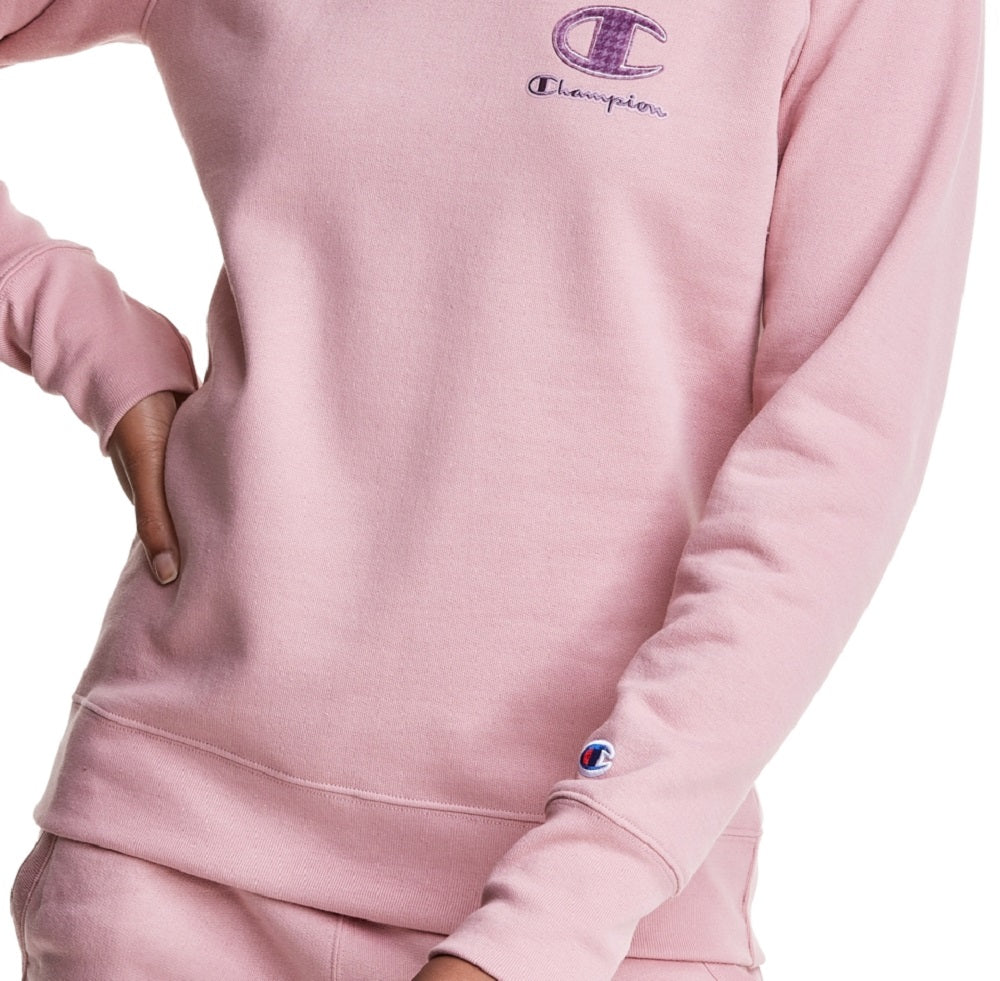 Camiseta Champion Powerblend Classic Crewneck Rosa Tamanho Grande Feminina