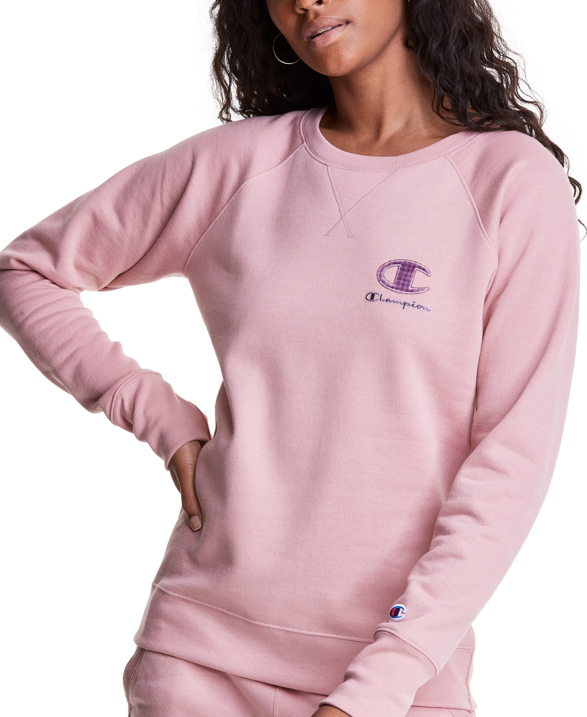 Camiseta Champion Powerblend Classic Crewneck Rosa Tamanho Grande Feminina
