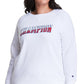Moletom com estampa de logotipo Champion feminino, branco, tamanho XX-G