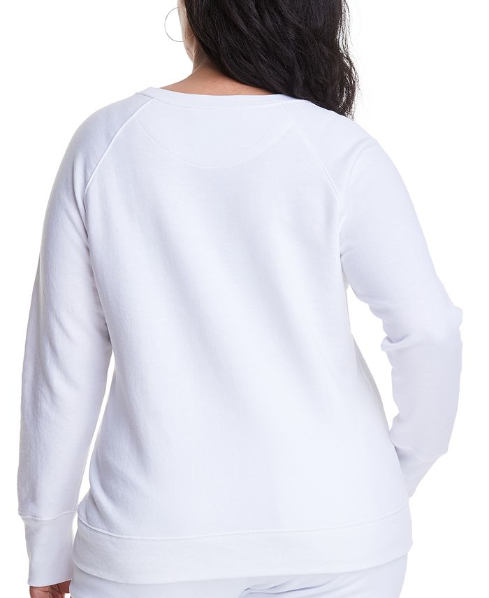 Moletom com estampa de logotipo Champion feminino, branco, tamanho XX-G