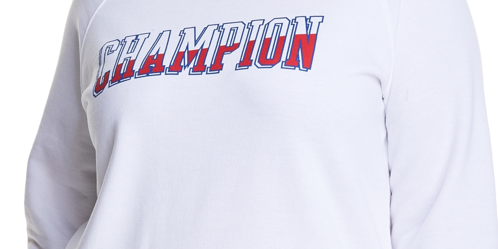 Moletom com estampa de logotipo Champion feminino, branco, tamanho XX-G