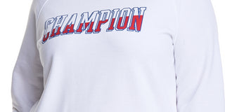 Moletom com estampa de logotipo Champion feminino, branco, tamanho XX-G