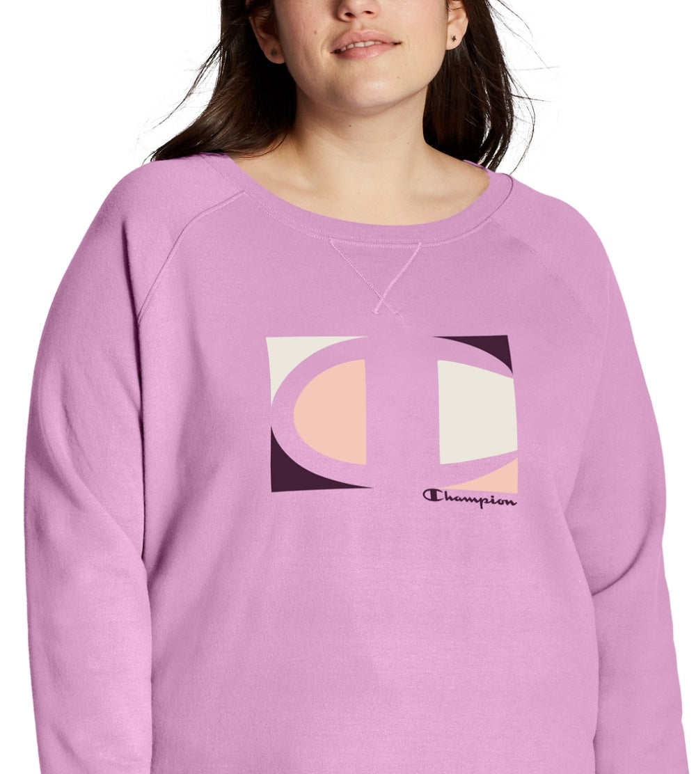 Moletom com estampa de logotipo Champion feminino rosa tamanho 1X