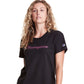 Camiseta Champion Feminina com Estampa Pied de Poule e Logotipo Boyfriend, Preta, Tamanho P