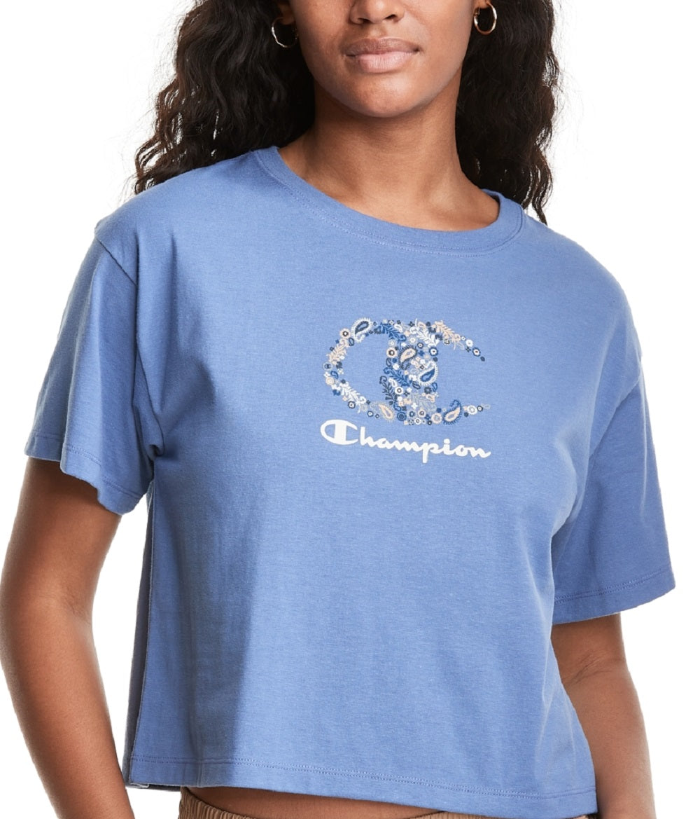 Champion Short Feminino Gola Redonda Cropped Azul Tamanho Grande