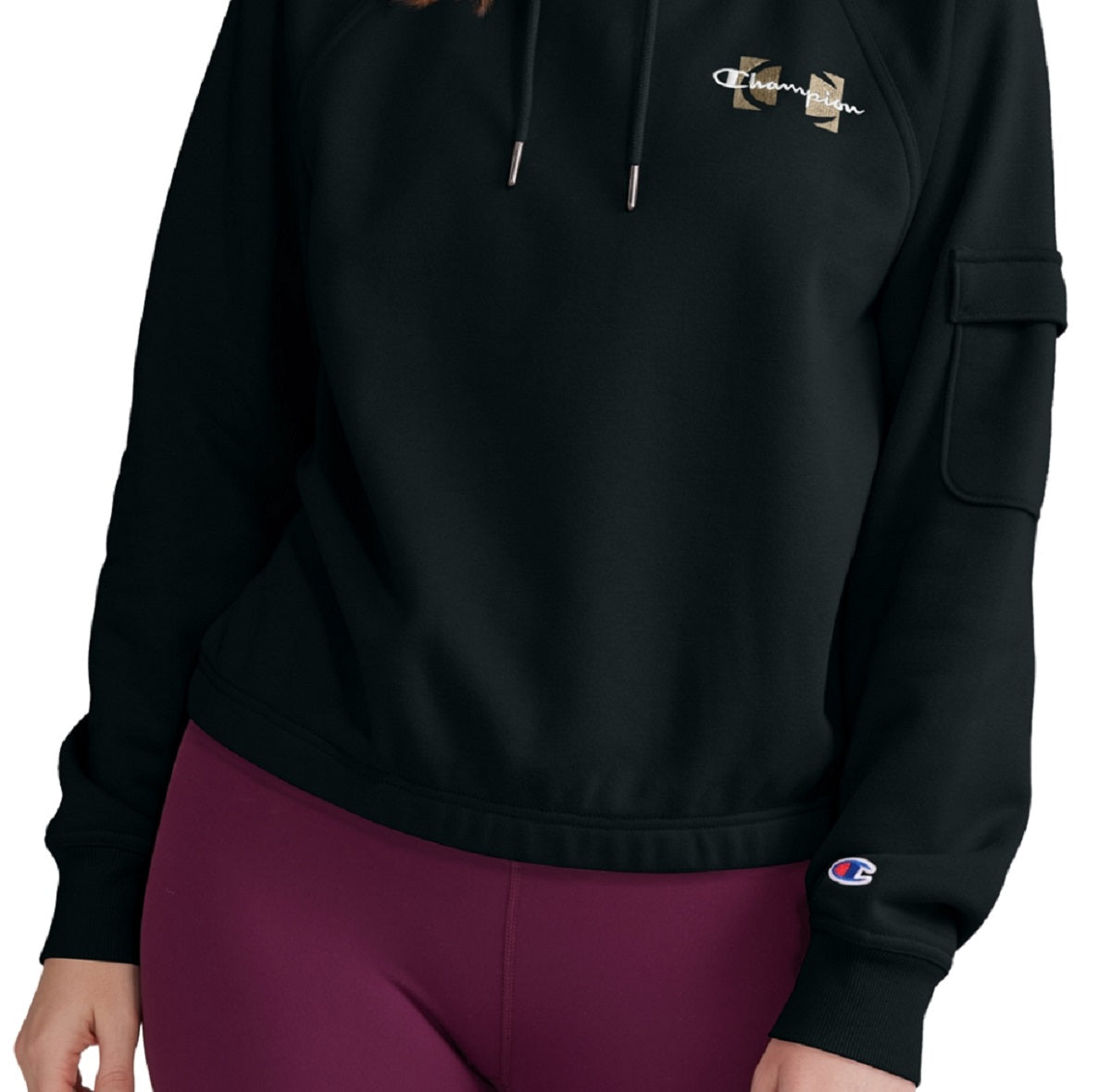Moletom Champion Campus Feminino com Zíper e Gola Alta Preto Tamanho Grande
