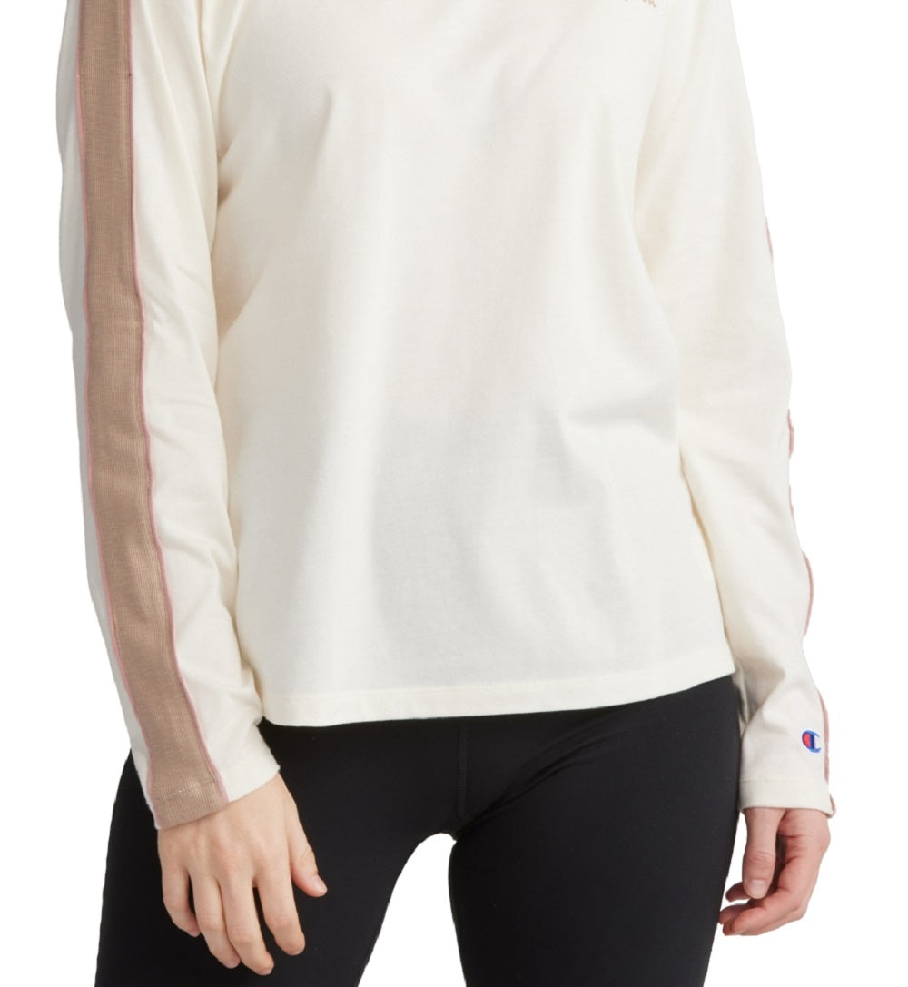 Camiseta feminina Champion Campus Cotton Colorblocked Manga Longa Marrom Tamanho P