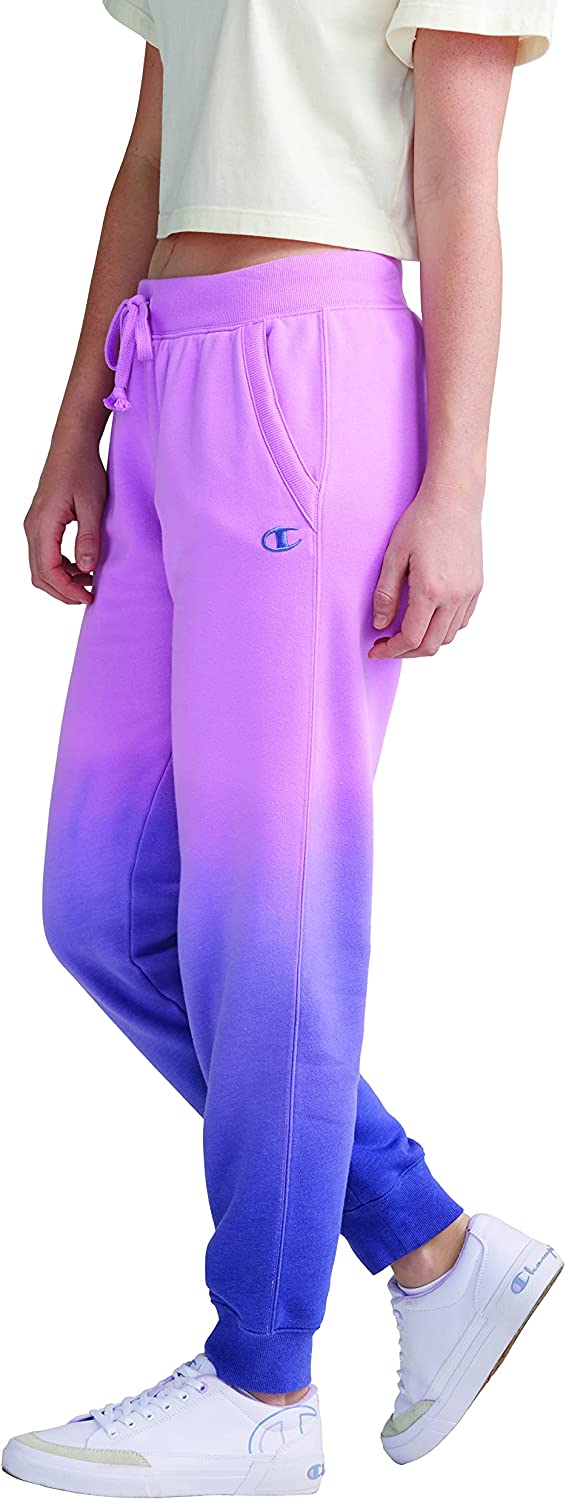 Calça de moletom feminina Champion Dip Dye Fleece, roxa, tamanho médio