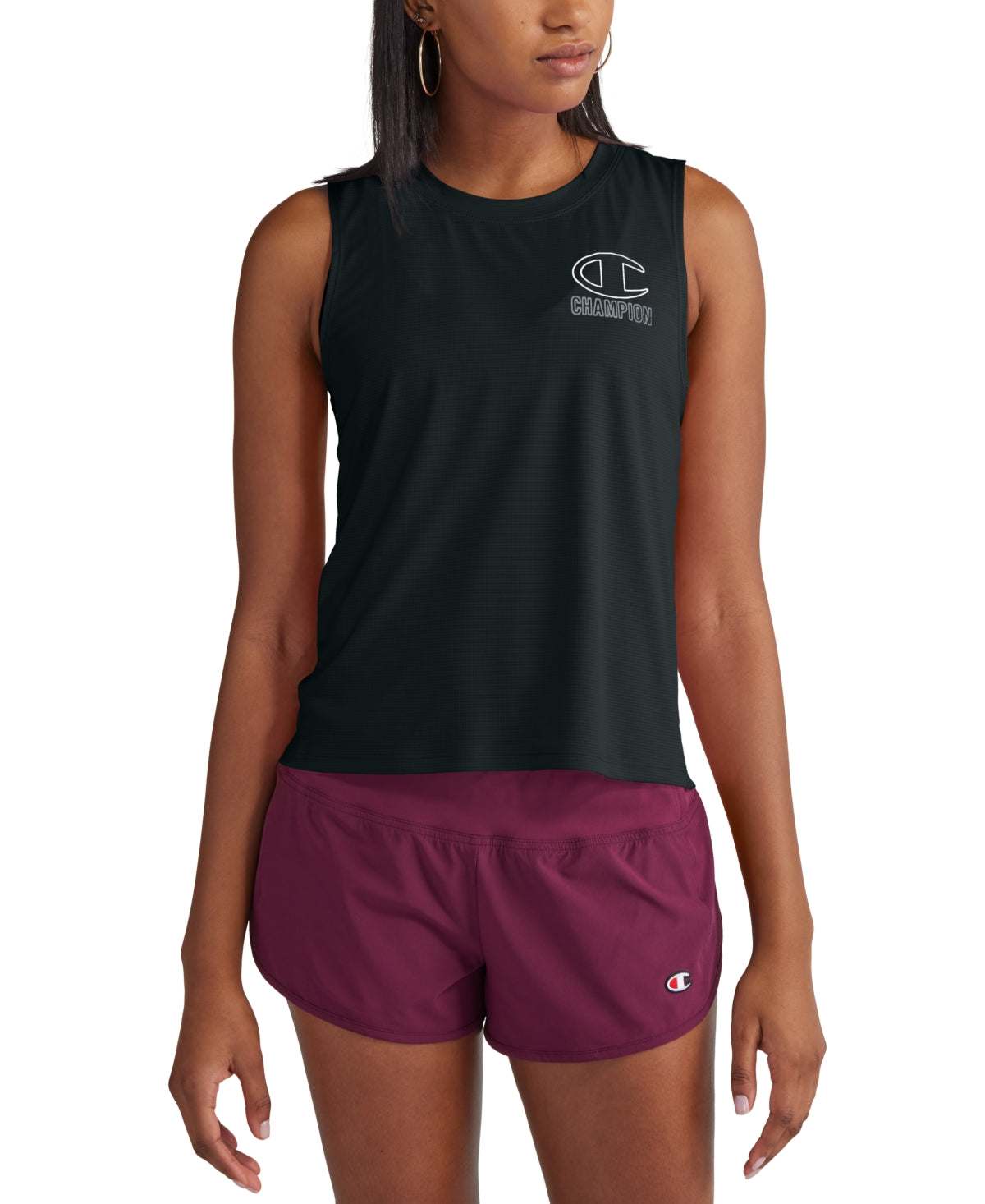Camiseta regata Champion Absolute Eco Logo feminina, preta, tamanho médio