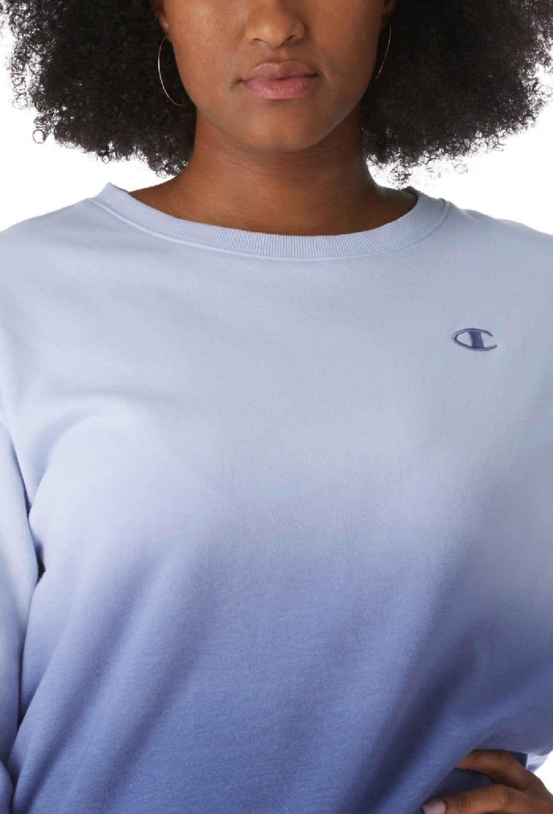 Moletom feminino Champion Fleece Ombre Dyed Crewneck Azul Tamanho 3X